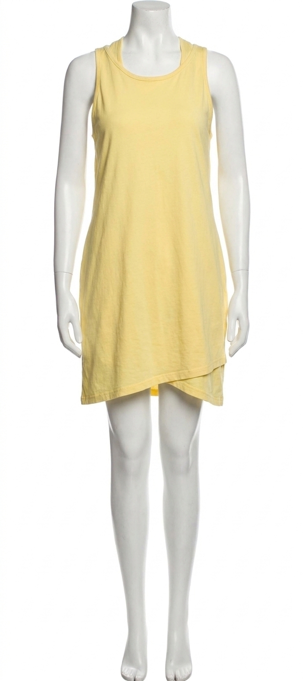 NEW MONROW women's double layer racer tank dress in yellow